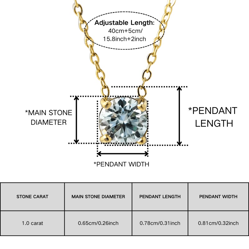 Women's Light Blue Moissanite Four-Prong Pendant Necklace, Elegant Gift